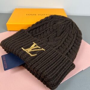 Louis Vuitton Dark Brown Cable Knit Beanie